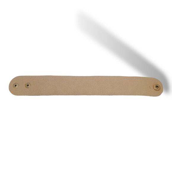 New Tan Suede Leather Tumbled Stone and Hematite Bracelet 7" - Picture 5 of 8